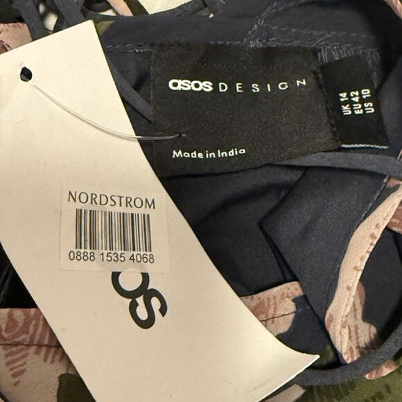 ASOS DESIGN Floral Cami Wrap Maxi Dress Strappy Back NWT Size 10 Navy Flowy - Picture 6 of 9